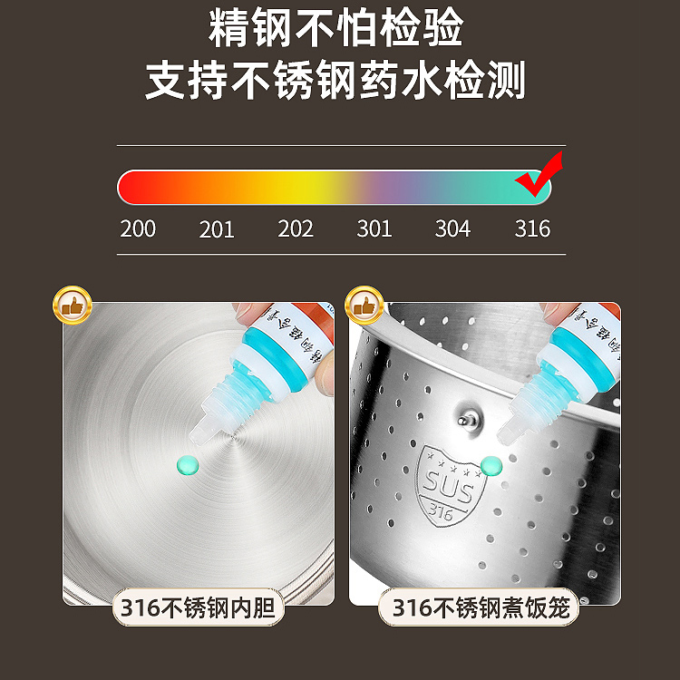 志高316不锈钢低糖电饭锅多功能电煮锅家用蒸煮一体煮面电热火锅 - 图2