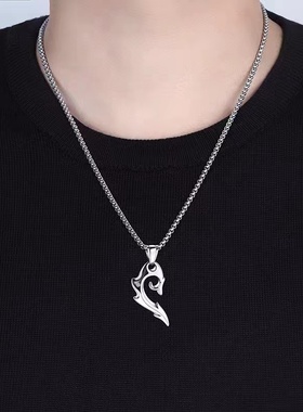 sunshine欧美钛钢狼牙吊坠男