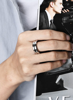 嘻哈ins男潮钛钢自律戒指爆款