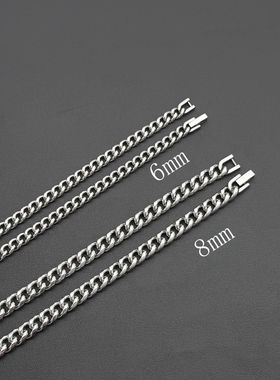 王嘉尔同款钛钢古巴项链男潮