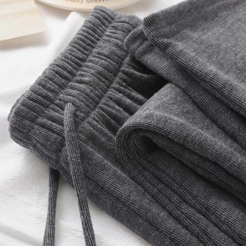 深灰色糯米裤女2025新款高腰窄版垂感宽松显瘦休闲裤运动阔腿裤子 - 图3