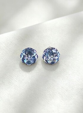 316钛钢K9玫瑰切超闪耳钉8mm