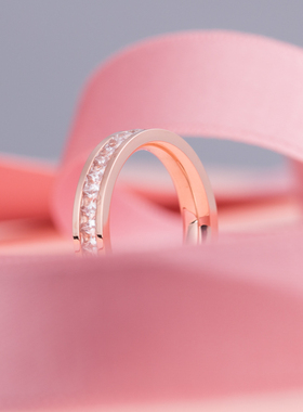 日韩风玫瑰金单排钻钛钢食指环