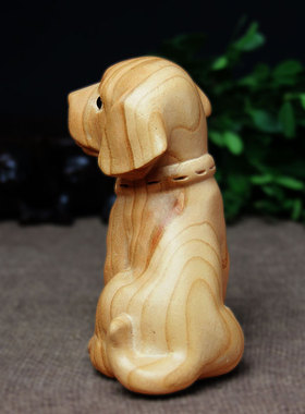桃木摆件生肖狗工艺品