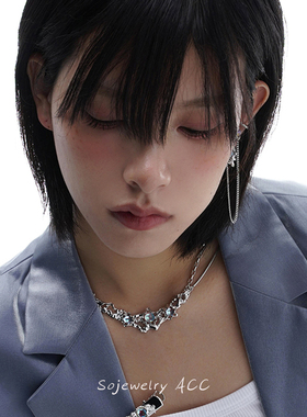 月蚀系列原创设计月光石项链轻奢小众多层设计高级感锁骨链女潮酷