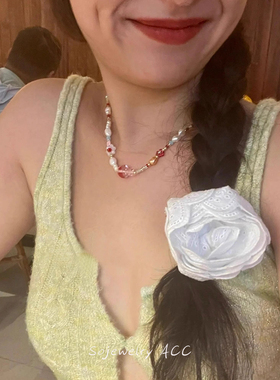 多巴胺彩色波点蘑菇琉璃项链女