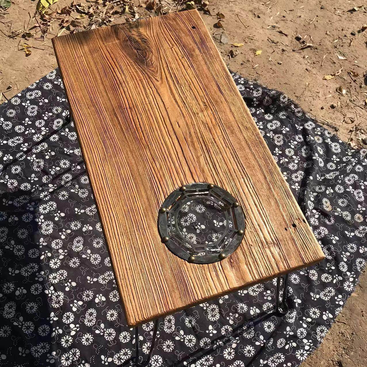 风化老榆木户外折叠桌新中式便携露营围炉煮茶桌家用茶台盘折叠桌,淘宝优惠券,粉丝福利购,淘宝优惠卷