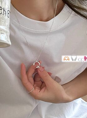 东亚银堡925银ins风蝴蝶结项链款