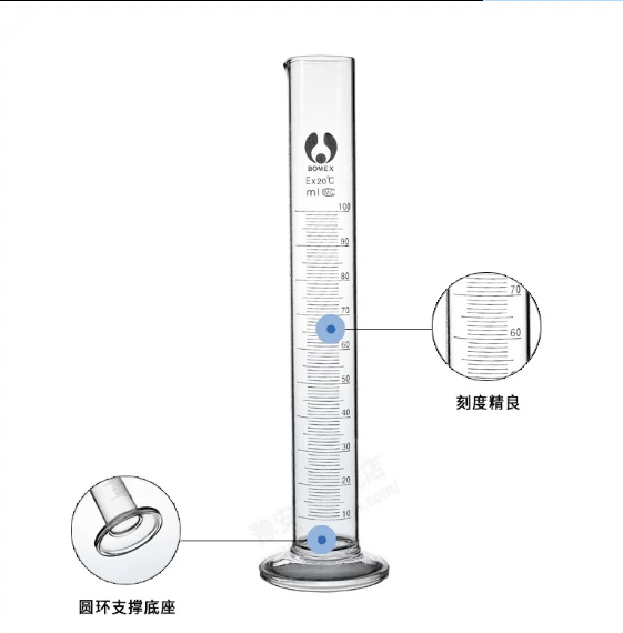 博美玻璃刻度量筒实验室量杯 50ml 100ml 250ml 500ml 1000ml天玻 - 图2