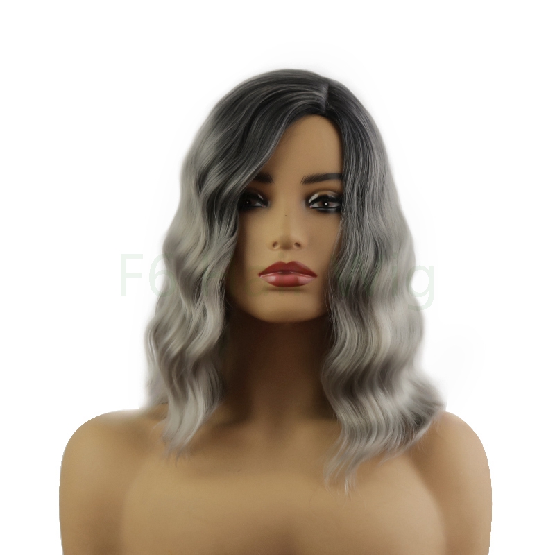 Curly Gray Wigs Short Bob Wig复古时尚奶奶灰假发波波头假发 - 图0