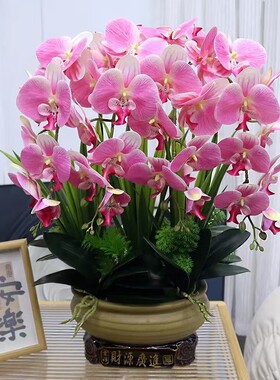 仿真花大盆手感PU蝴蝶兰客厅装饰花电视柜玄关假花店铺前台摆设花