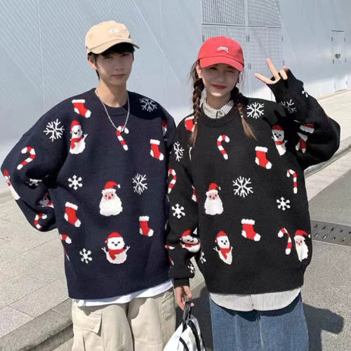 新年圣诞情侣装秋冬季毛衣服2026新款爆款roora韩系慵懒风外套潮 - 图2