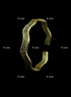 K one潮牌黑金手镯男女款英文涂鸦复古百搭高级感镯子