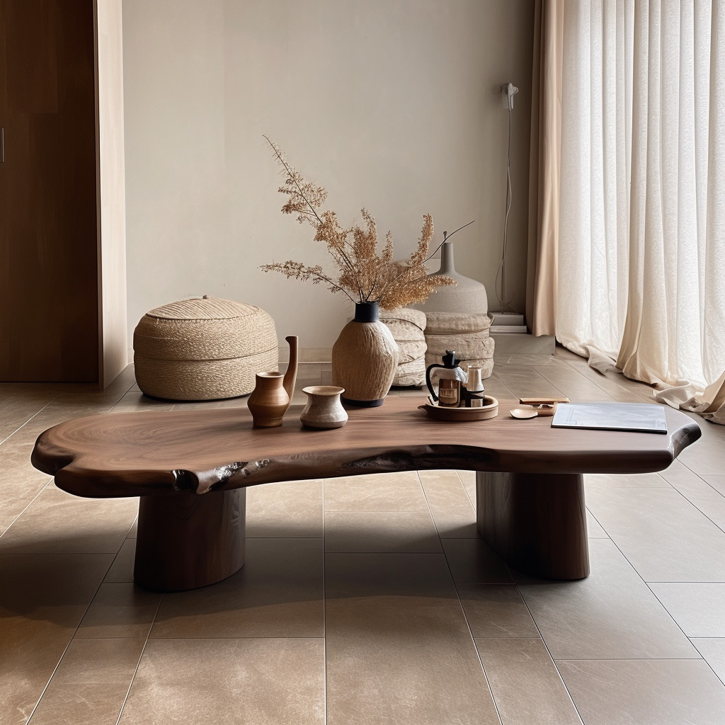 侘寂风实木茶几中古风自然原木不规则艺术茶几民宿设计师茶桌茶台,淘宝优惠券,粉丝福利购,淘宝优惠卷