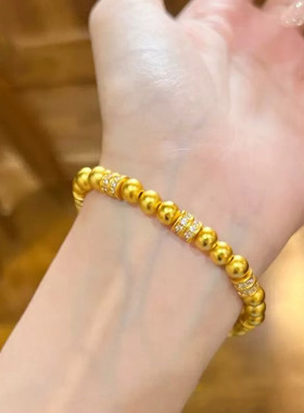 金店同款沙金点钻跑环金珠手链古法珠珠手链转运珠新中式叠戴手串