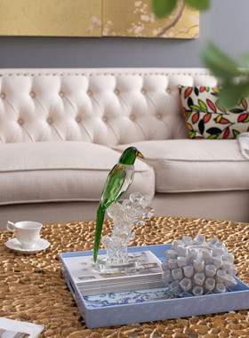 水晶玻璃装饰桌面玄关鸟摆件