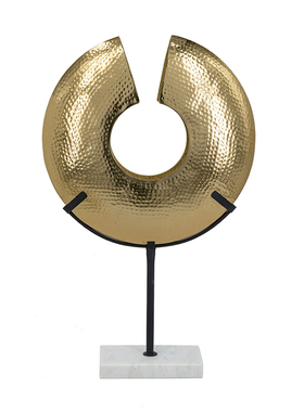 印度进口铝制大理石锤纹圆环摆件