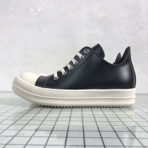 Round Owens Low Shoes Man Genuine Leather Head Layer Waxed Cow Leather Milky milky dark Kuroshio Casual Board Shoes