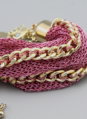秀场粉色防过敏孤品项链手镯