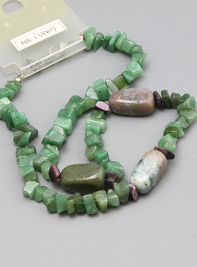 L复古vintage绿石头民族手工项链孤品