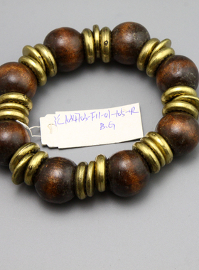 Z复古vintage古董木质手工串珠弹力手镯孤品