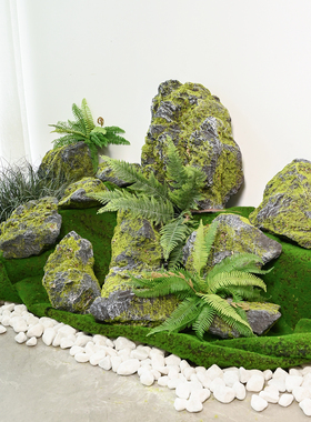 仿真青苔石头泡沫造景石头摆件