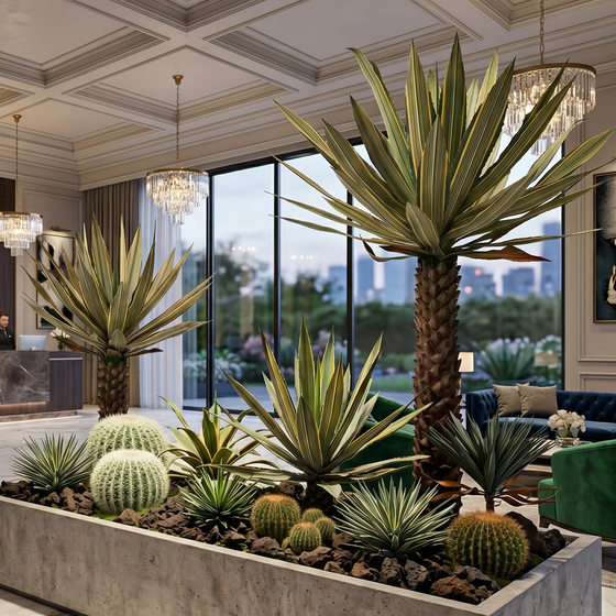 Simulated agave tropical green plants for landscaping fake plants