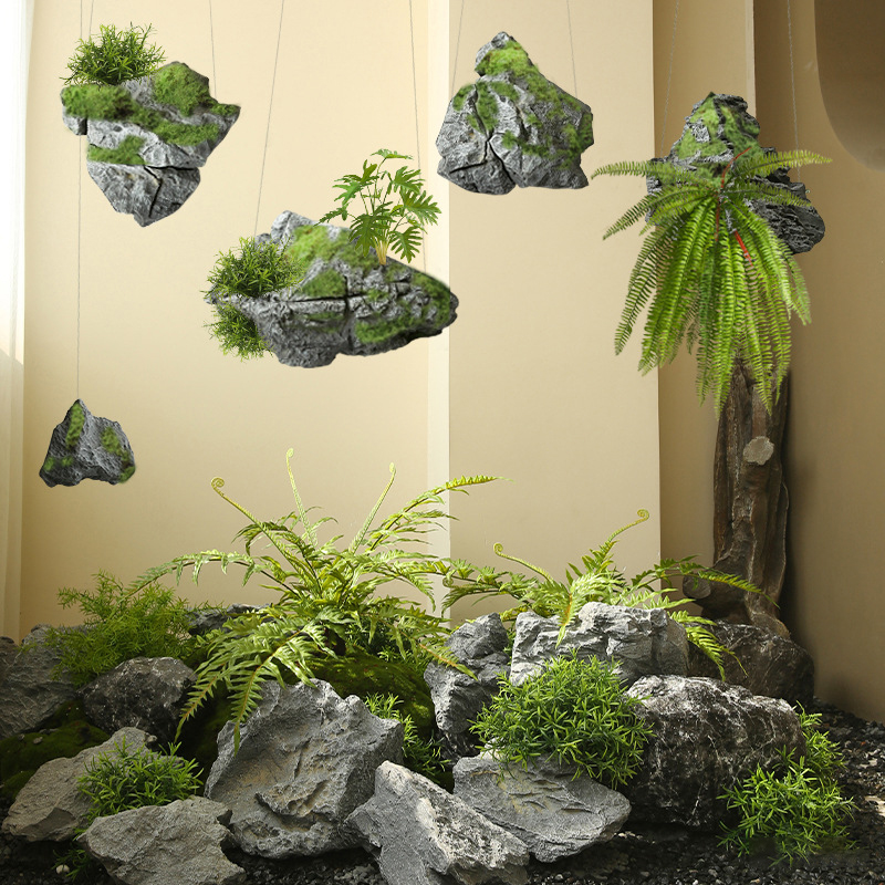 悬空泡沫假石头墙面悬浮假山造景橱窗园林岩石道具装饰仿真景观石 - 图1