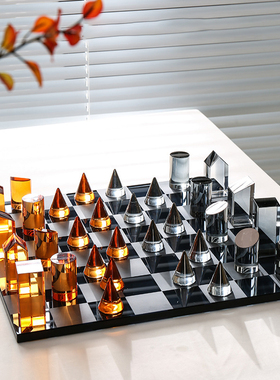 轻奢现代样板间水晶国际象棋摆件
