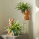 Simulated ferns, small plants, artificial flowers, decorative green plants