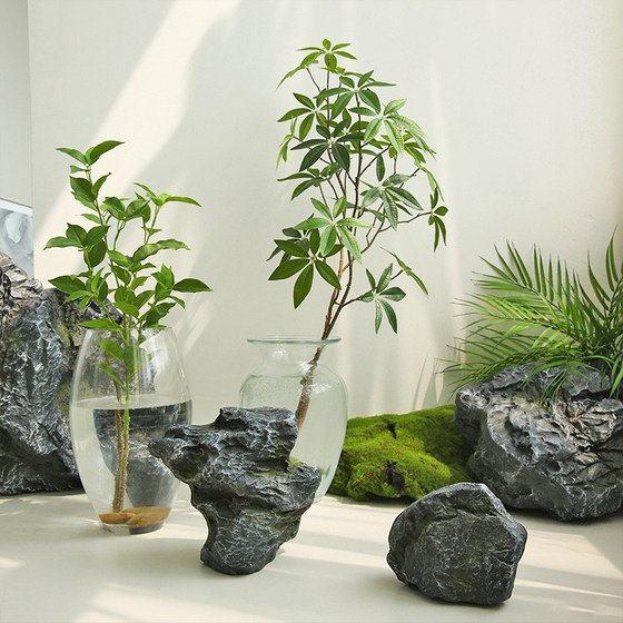 Fiberglass fake stone landscaping decoration indoor landscape stone