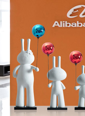 卡通欧式风家居客厅陈设兔子摆件