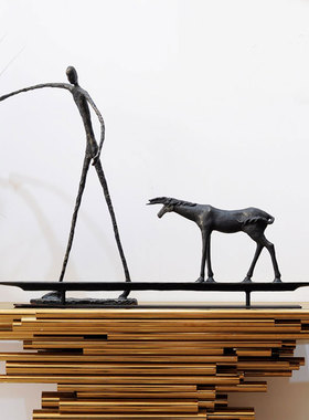 铁艺新中式风家居客厅人物雕塑