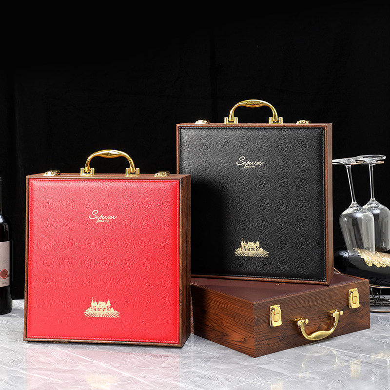 红酒包装盒礼盒两只装酒杯空盒高档葡萄酒礼品盒带杯双支装木质箱,淘宝优惠券,粉丝福利购,淘宝优惠卷