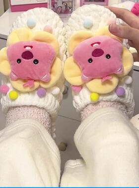 loopy棉拖鞋手工diy编织海狸公主拖鞋女钩针材料包情侣朋友毛线