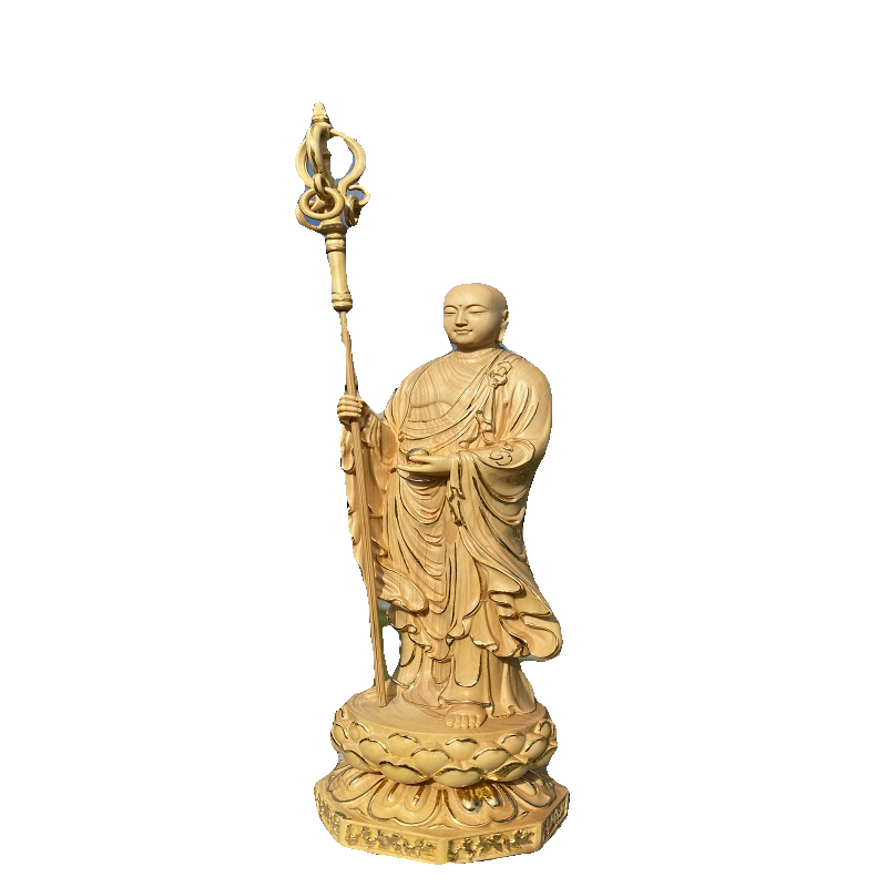小叶黄杨木雕描真金地藏王摆件实木雕刻九华山地藏王佛堂装饰工艺,淘宝优惠券,粉丝福利购,淘宝优惠卷
