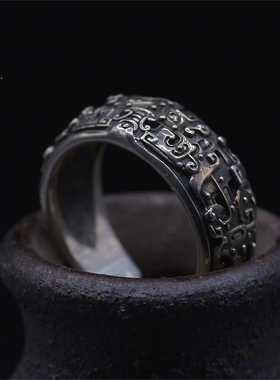 神兽饕餮霸气风男女款开口戒指