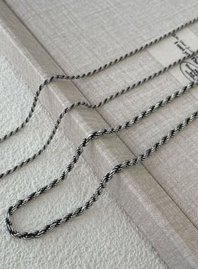 蒙客S925纯银复古麻花项链