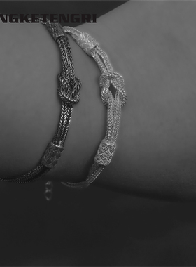 蒙客银饰同心结编织转运简约手链