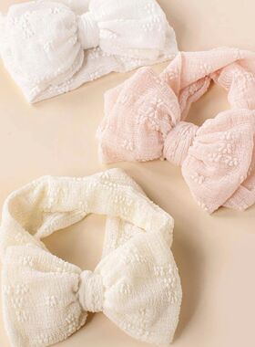 3PcsSoft Breathable Mesh Baby Headband Double Layered Bow Hi
