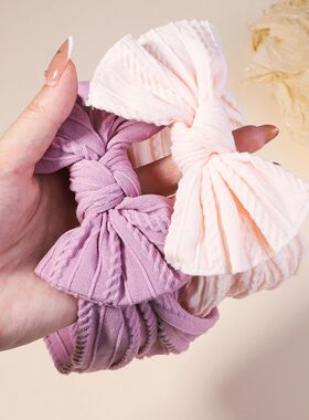 3Pcs Girls Cable Knit Turban Baby Bows Headbands For Childre