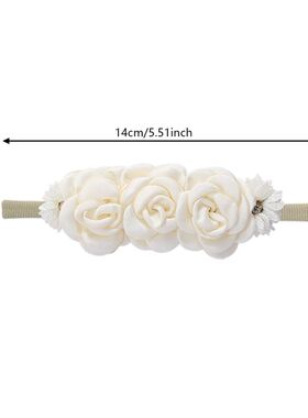 3Pcs/Set Artificial Flower Baby Headbands Girls Rhtone Nylon