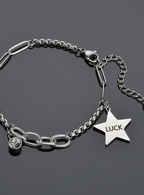 不锈钢几何五角星手链女个性简约风手饰小众设计