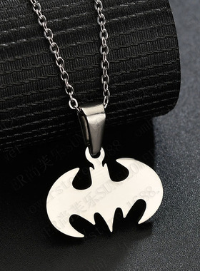 欧美电影流行个性饰品 英雄蝙蝠侠cosplay女款钛钢项链不锈钢吊坠