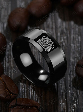 动漫周边热卖 进击的巨人自由之翼标志不锈钢戒指 学生指环饰品