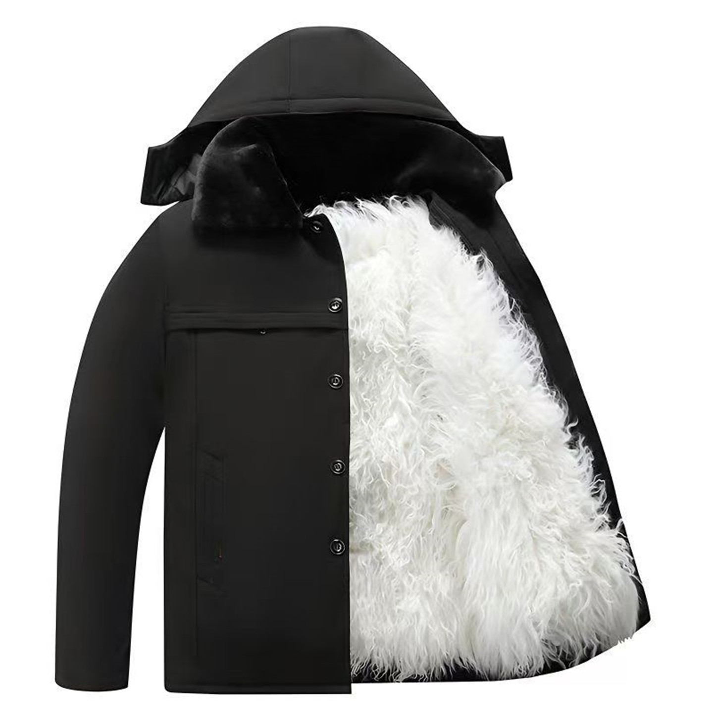 羊毛派克服保暖加厚爸爸装皮毛一体男士中老年东北羊皮袄冬季棉袄 - 图3