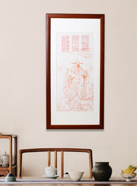 云澜手绘朱砂玄关挂画摆件