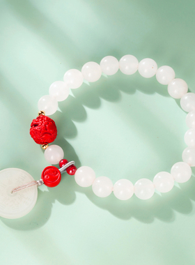 云澜天然金丝玉手串女款朱砂貔貅平安转运珠花钱兔年随身手链礼物