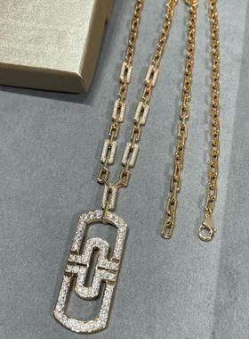 V金镀金镂空回纹针项炼高级感女生超闪轻奢18K质感气质小红书热卖