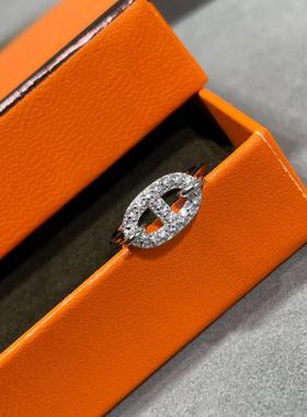 V金镀金经典猪鼻子戒指高级感女生超闪轻奢18K质感气质小红书热卖